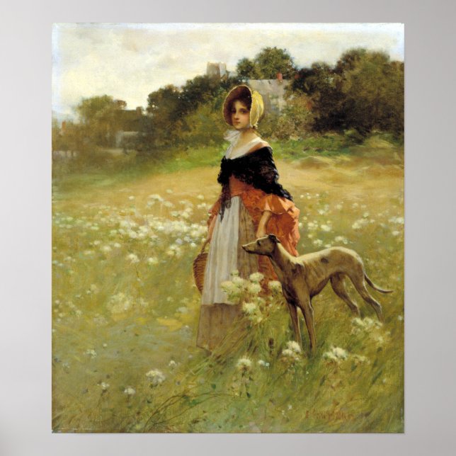 Edward Percy Moran Young Girl and Dog Poster (Vorne)