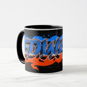 Edward Vorname Name Graffiti blue orange Tasse