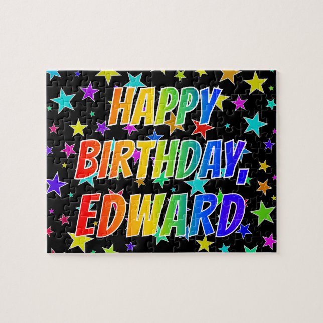 "EDWARD" Vorname, Spaß "GLÜCKLICHER GEBURTSTAG" Puzzle (Horizontal)
