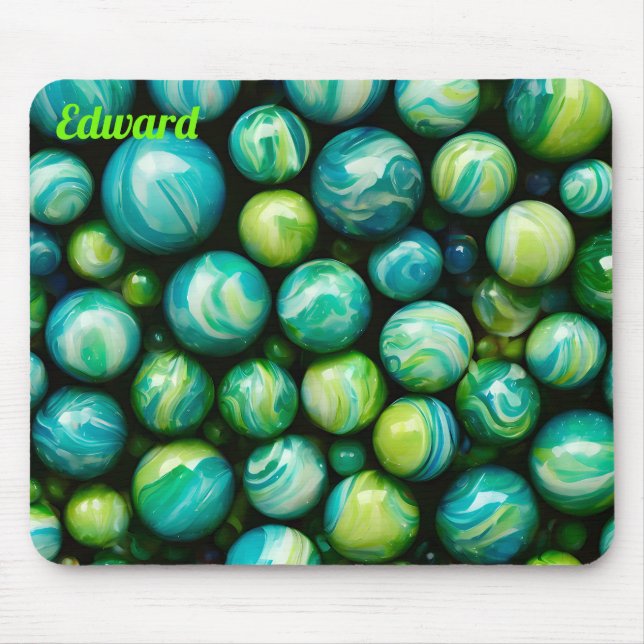 EDWARD ~ Zany Shades Green und Blue ~ Marmor ~ Mousepad (Vorne)