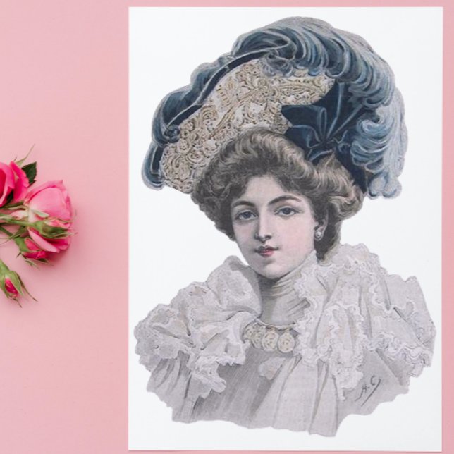 Edwardian Fashionable Lady in blauer Hut (Von Creator hochgeladen)