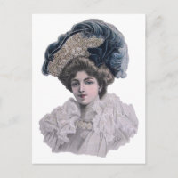 Edwardian Fashionable Lady in blauer Hut