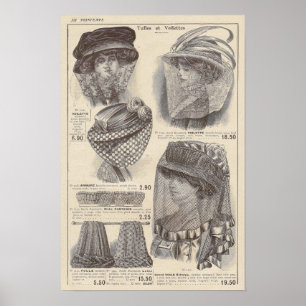 Edwardian französischer Mode-Druck 1910 Poster