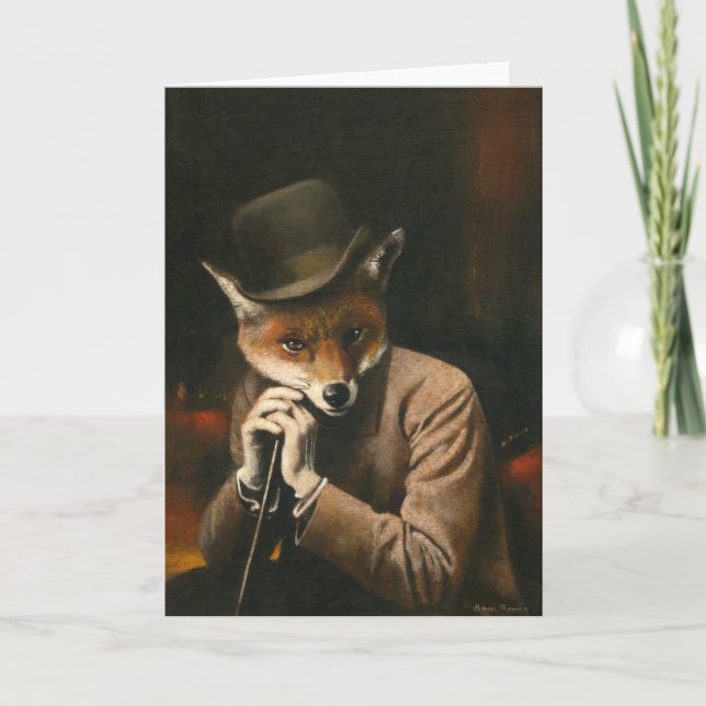 Edwardian Gentleman Fox Greetings Card Karte (Vorderseite)