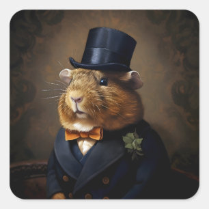 Edwardian Guinea Pig Gentleman Quadratischer Aufkleber