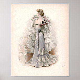 Edwardian Lady mit Rose Vintage Mode Poster
