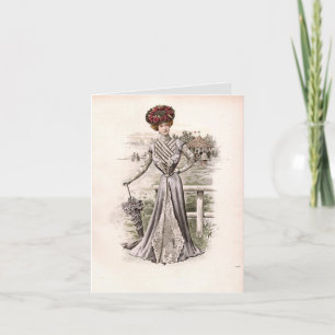 Edwardian Lady mit Vintager Schirmfashion Karte