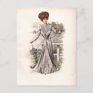 Edwardian Lady mit Vintager Schirmfashion Postkarte