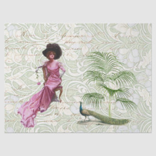 Edwardian Lady, Peacock mit Schreibpapier zum Them Seidenpapier
