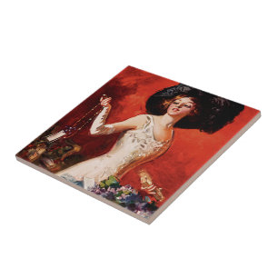 Edwardianische Glamourgirl Fliese