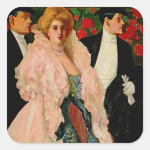 Edwardianische Mode Quadratischer Aufkleber