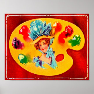 Edwardianisches Mädchen auf der Palette eines Male Poster
