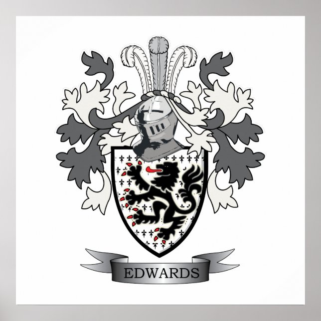 Edwards Familienwappen Coat of Arms Poster (Vorne)
