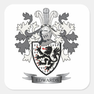Edwards Familienwappen Coat of Arms Quadratischer Aufkleber