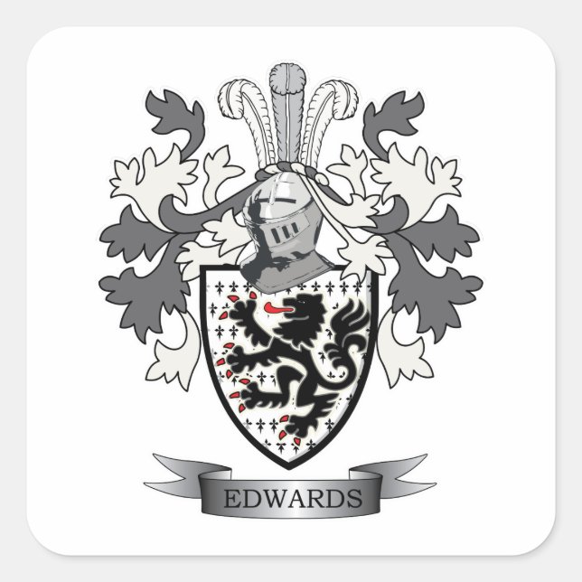 Edwards Familienwappen Coat of Arms Quadratischer Aufkleber (Vorderseite)