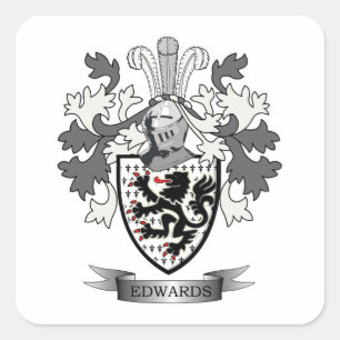 Edwards Familienwappen-Wappen Quadratischer Aufkleber