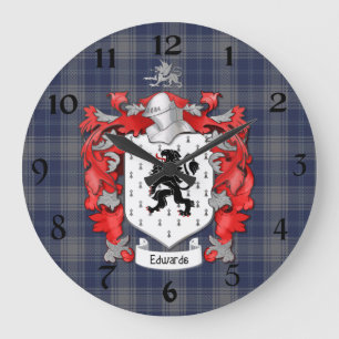 Edwards Family Crest - Wales Große Wanduhr