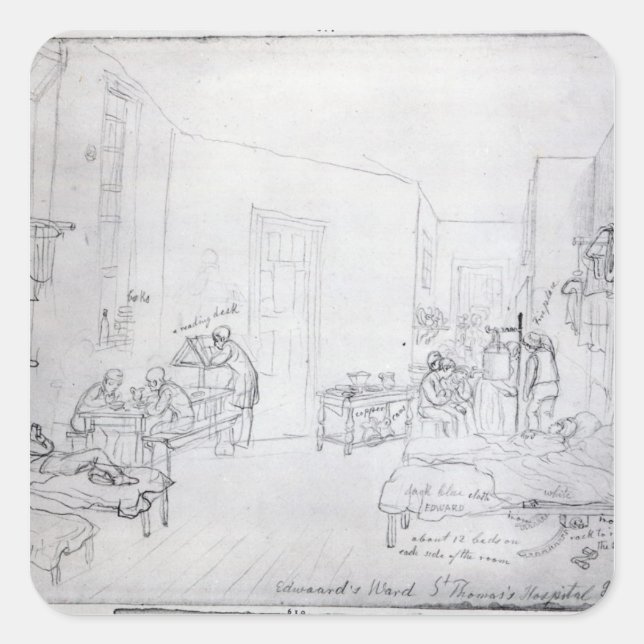 Edward's Ward, St. Thomas Hospital, London Quadratischer Aufkleber (Vorderseite)