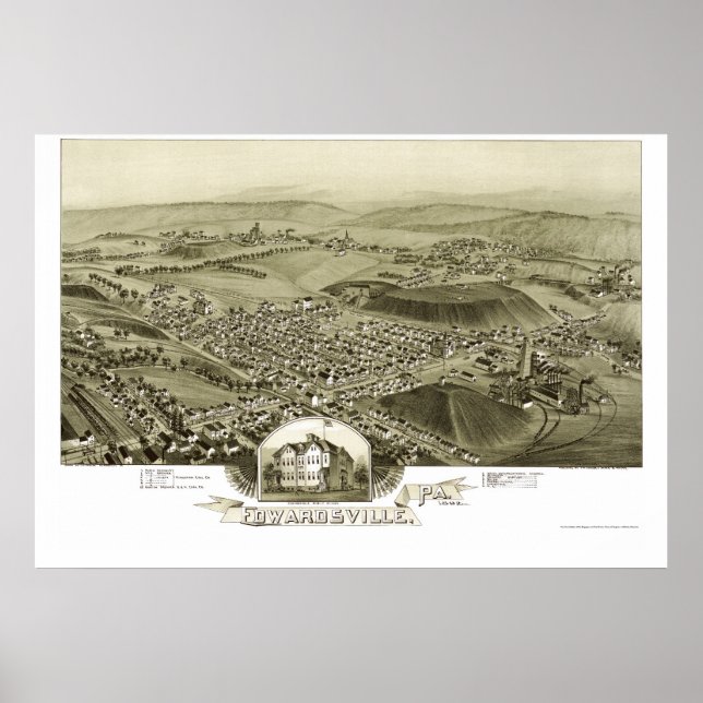 Edwardsville, PA Panoramic Map - 1892 Poster (Vorne)