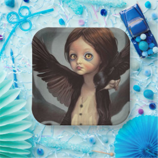 Edwin Gothic Black Bird Crow Grunge Pappteller