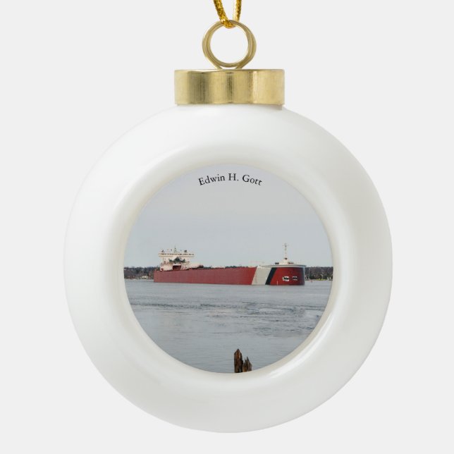 Edwin H. Gott Ball oder Schneeflocke Keramik Kugel-Ornament (Vorderseite)