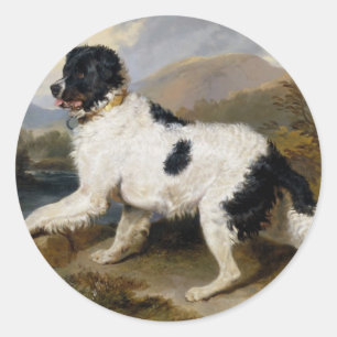 Edwin Henry Landseer Lion A Neufundland Hund Runder Aufkleber