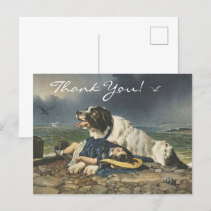 Edwin Landseer Gerettet,Des Hundes Mut,Danke Postkarte