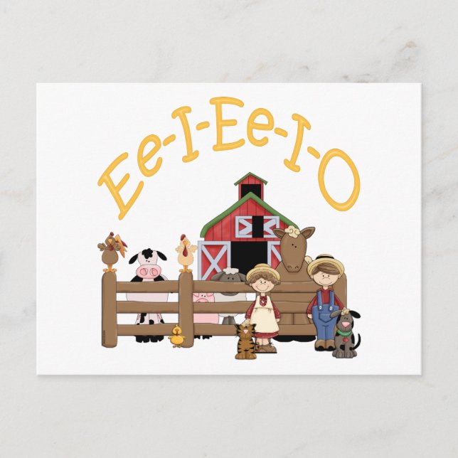Ee I E I O auf dem Bauernhof Postkarte (Vorderseite)