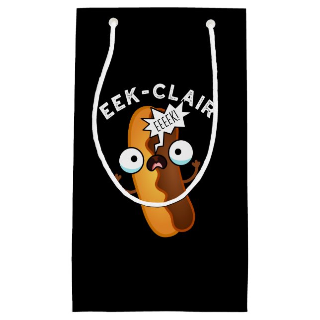 Eek-clair Funny Eclair Pun Dark BG Kleine Geschenktüte (Vorderseite)