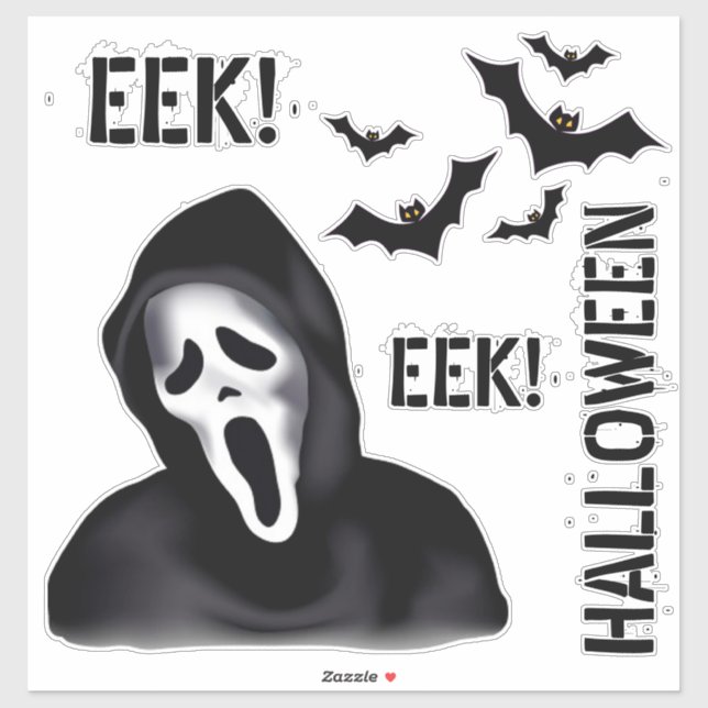 EEK & Echoes – Halloween Masked Ghost with Bats Aufkleber (Blatt)