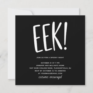 EEK! Moderne lustige Halloween-Party Schwarz Gru Einladung