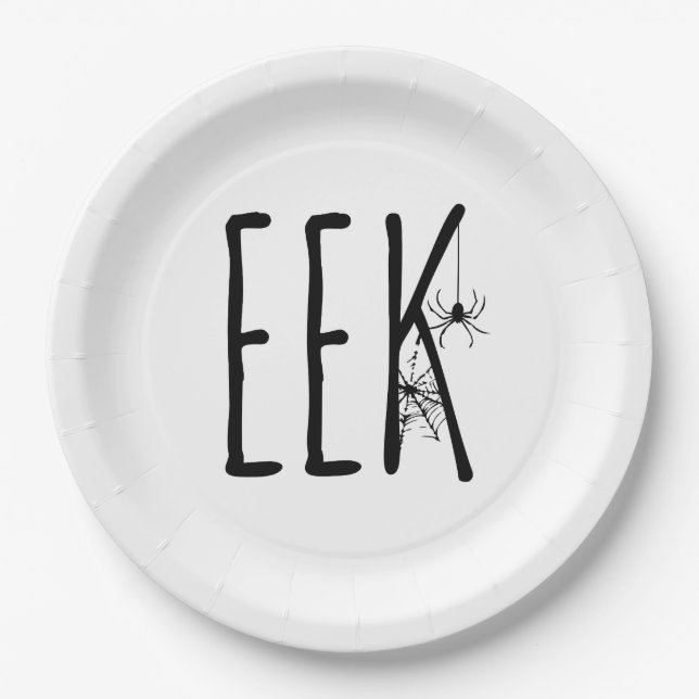 EEK! Spinne & Netz Halloween-Papierteller Pappteller (Vorderseite)
