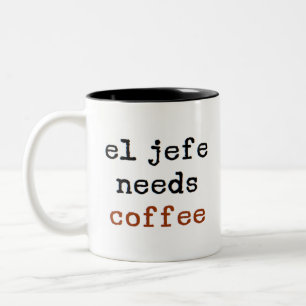 Eel Jefe braucht Kaffee Zweifarbige Tasse
