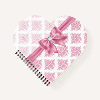 Eelegm Glam Pink Bow Diamonds Damask Notizbuch