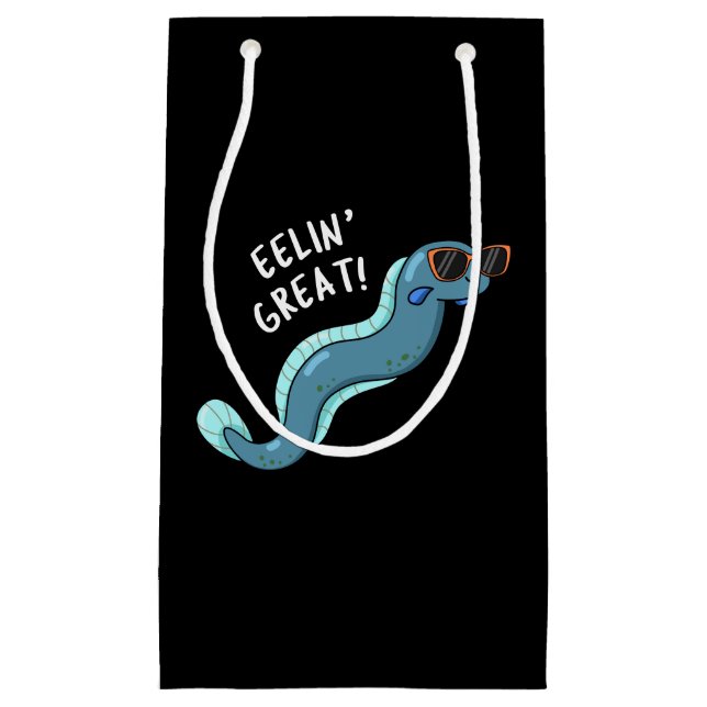 Eelin Great Funny Slippery Eel Pun Dark BG Kleine Geschenktüte (Vorderseite)