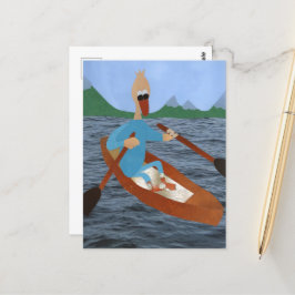 Eend In roeiboot geniet van vakantie natuur bergen Postkarte