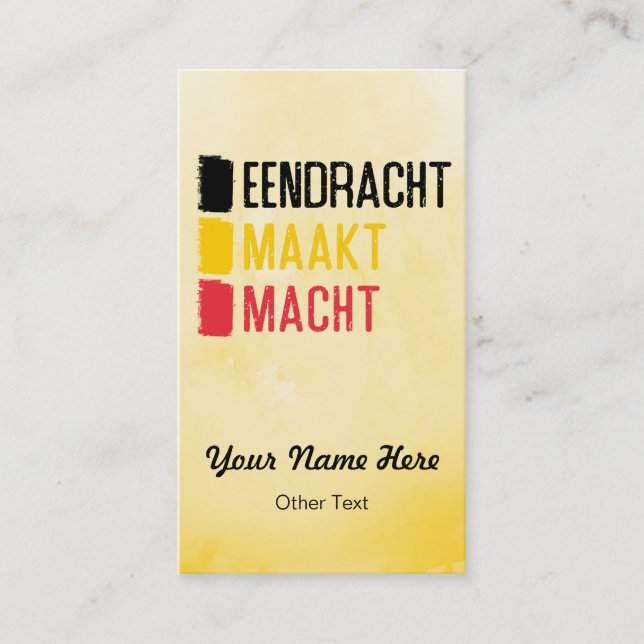 Eendracht Maakt Macht belgisches Motto Business Ca Visitenkarte (Vorderseite)