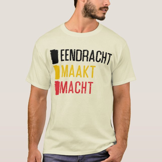 Eendracht Maakt Macht Belgisches Motto T-Shirt, Be T-Shirt (Vorderseite)
