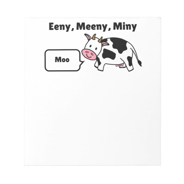 Eeny, Meeny, Miny, Moo Cow Notizblock (Vorderseite)