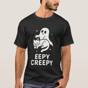 Eepy Creepy Lustige Schläfrige Katze und Geist Hal T-Shirt