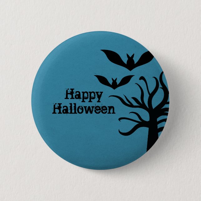 Eerie Bats Halloween Button, blau Button (Vorderseite)