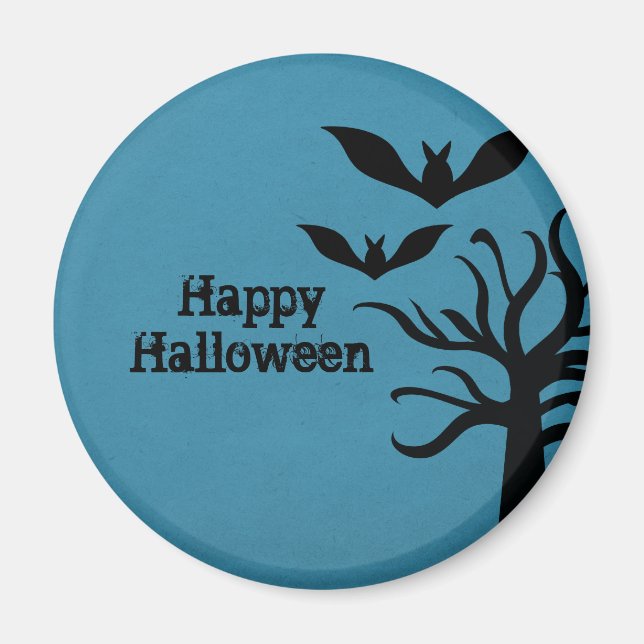 Eerie Bats Halloween Magnet, blau Magnet (Vorne)
