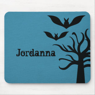 Eerie Bats Halloween Mousepad, blau Mousepad