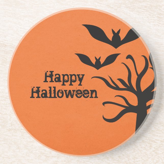 Eerie Bats Halloween Untersetzer, Orange Untersetzer (Vorne)