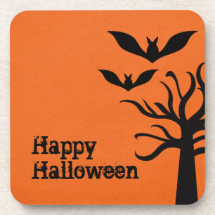 Eerie Bats Halloween Untersetzer Set, Orange