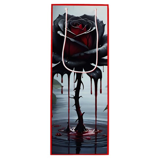 Eerie Black Rose Geschenktüte Für Weinflaschen (Vorderseite)