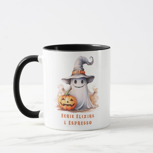 Eerie Elixirs und Espresso Ghost Halloween Tasse (Links)