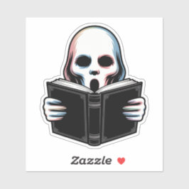 Eerie Ghost with Book - Creepisches Halloween Art Aufkleber