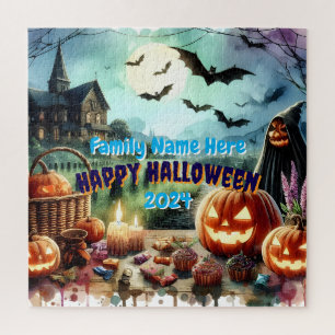 Eerie Halloween Night Watercolor Puzzle
