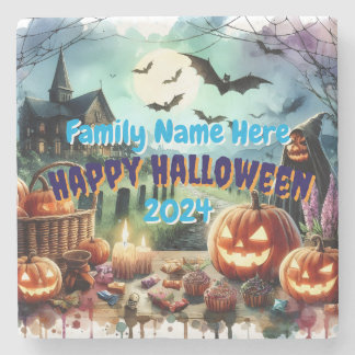 Eerie Halloween Night Watercolor Steinuntersetzer